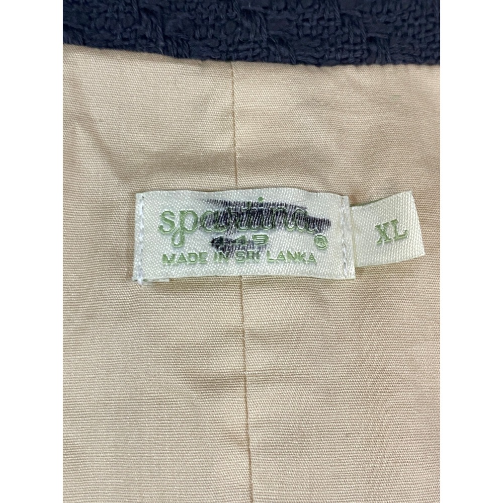 Spartina Maggie Tweed Button Front Mini Dress Tan Navy Kentucky Derby XL - Picture 14 of 15